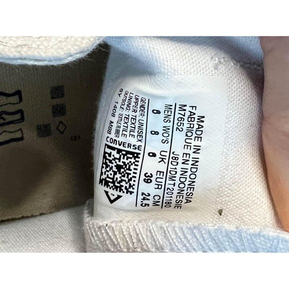 White Low Top Converse All Star - Women's 8, Men's 6 - Picture 7 of 7